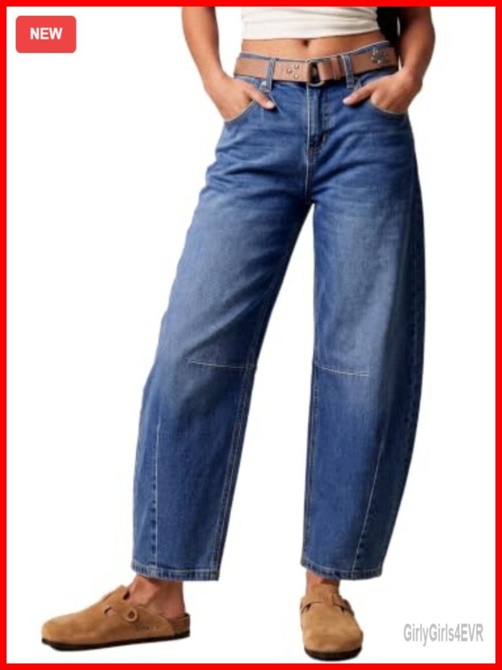 Wide Leg Barrel Jeans Mid Rise Y2K Ankle Denim Pants